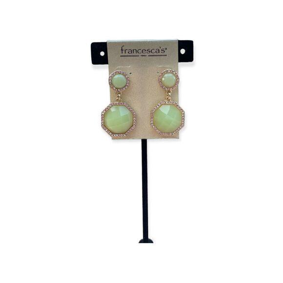 Francesca’s Green Plastic Circle Octagon Stud Earrings - Picture 1 of 4